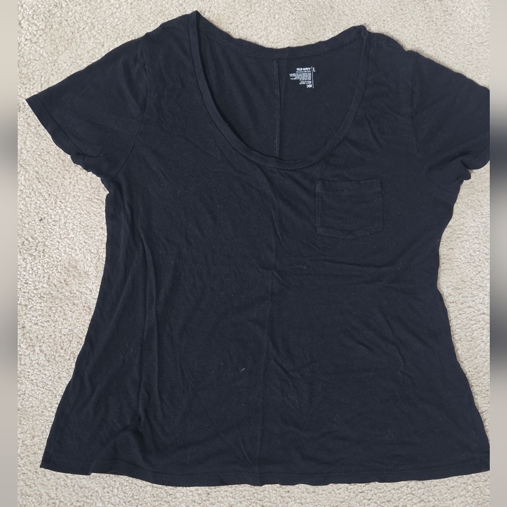 Old Navy Black Pocket Short Sleeved T-Shirt Size Large
